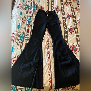 Vibrant Brand Black Bell Bottoms with Frayed hem LONG!